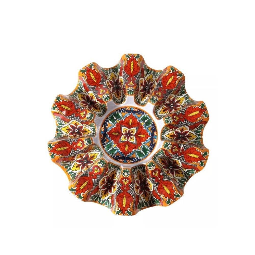 Prepara Taco 12"Carousel Melamine Serving Tray Colorful Spanish Mosaic‎ 10 Tacos